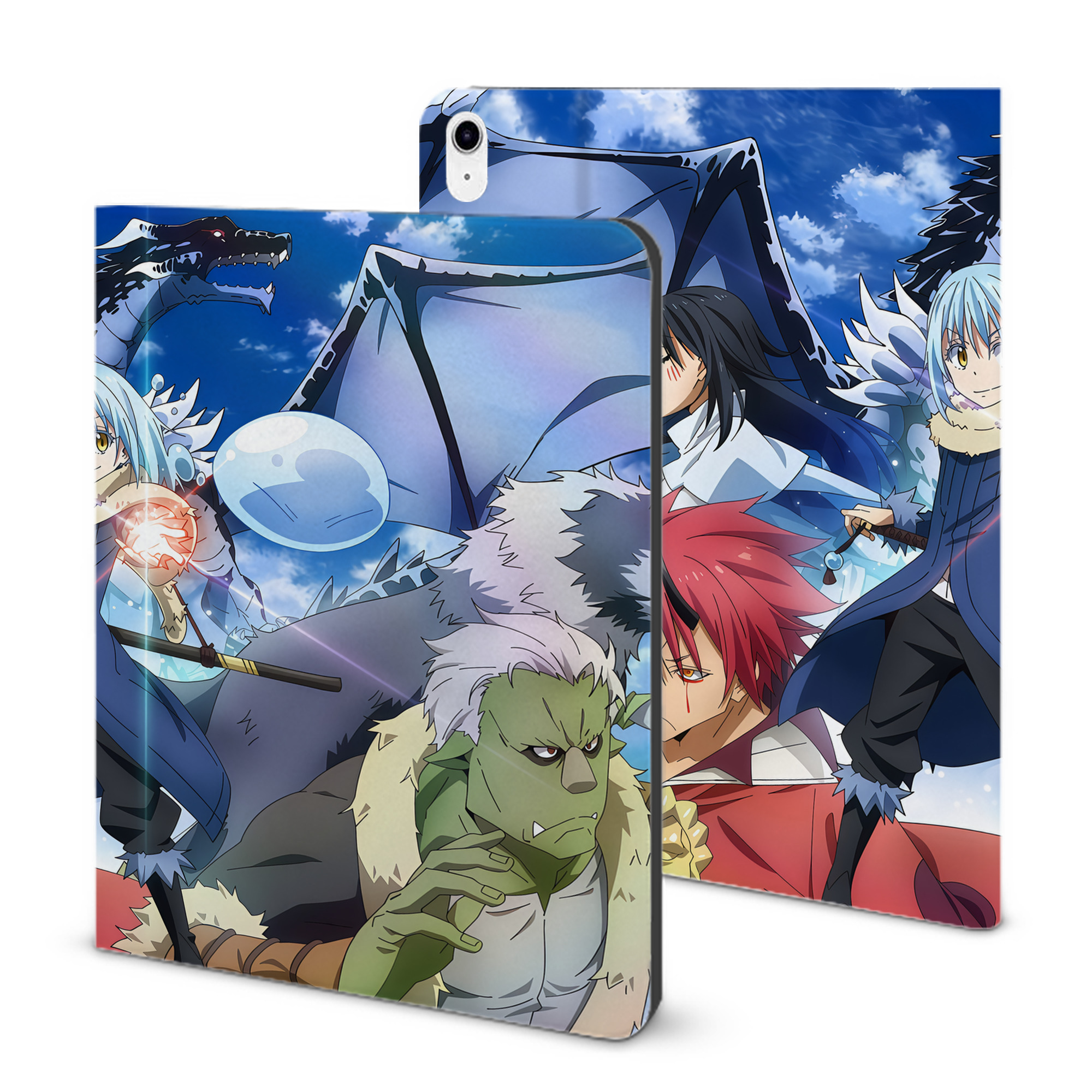 （画像用） 転スラ Regarding Reincarnated to Slime IPad ケース ブック型 PUレザー TPU 耐衝撃 軽量 薄型 ペン収納なし 全面保護 IPad 各モデル対応